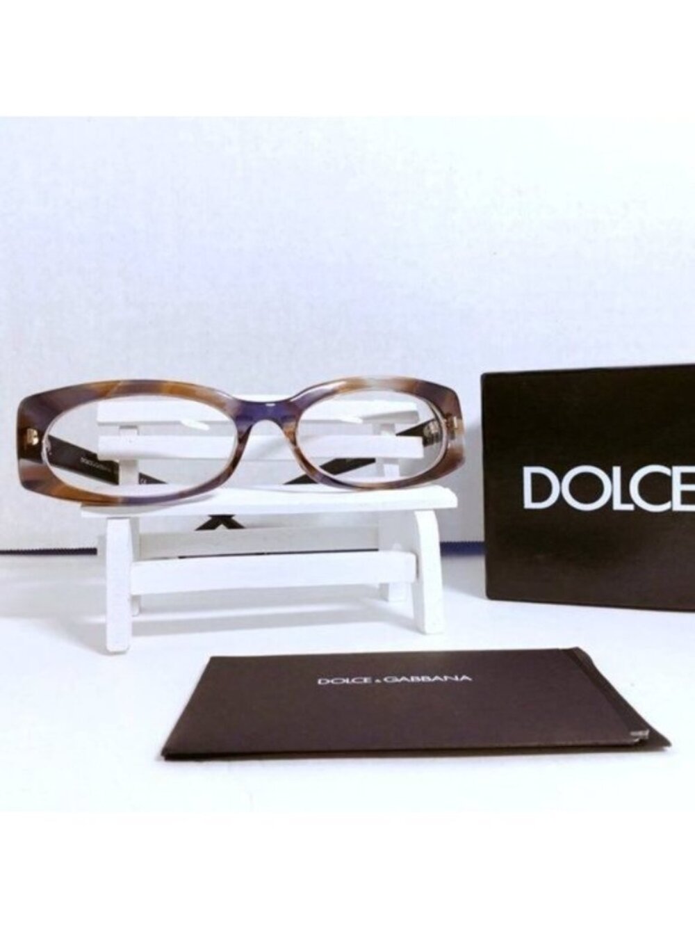 DOLCE & GABBANA Rectangle Watercolour Blue Brown Frames Designer 54 17 135